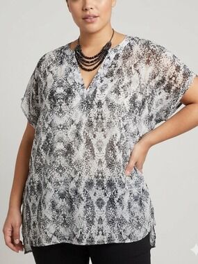 😍CLEARANCE - GEORGE Sleeveless Black & White Long Sode Slit Tunic Top size XL